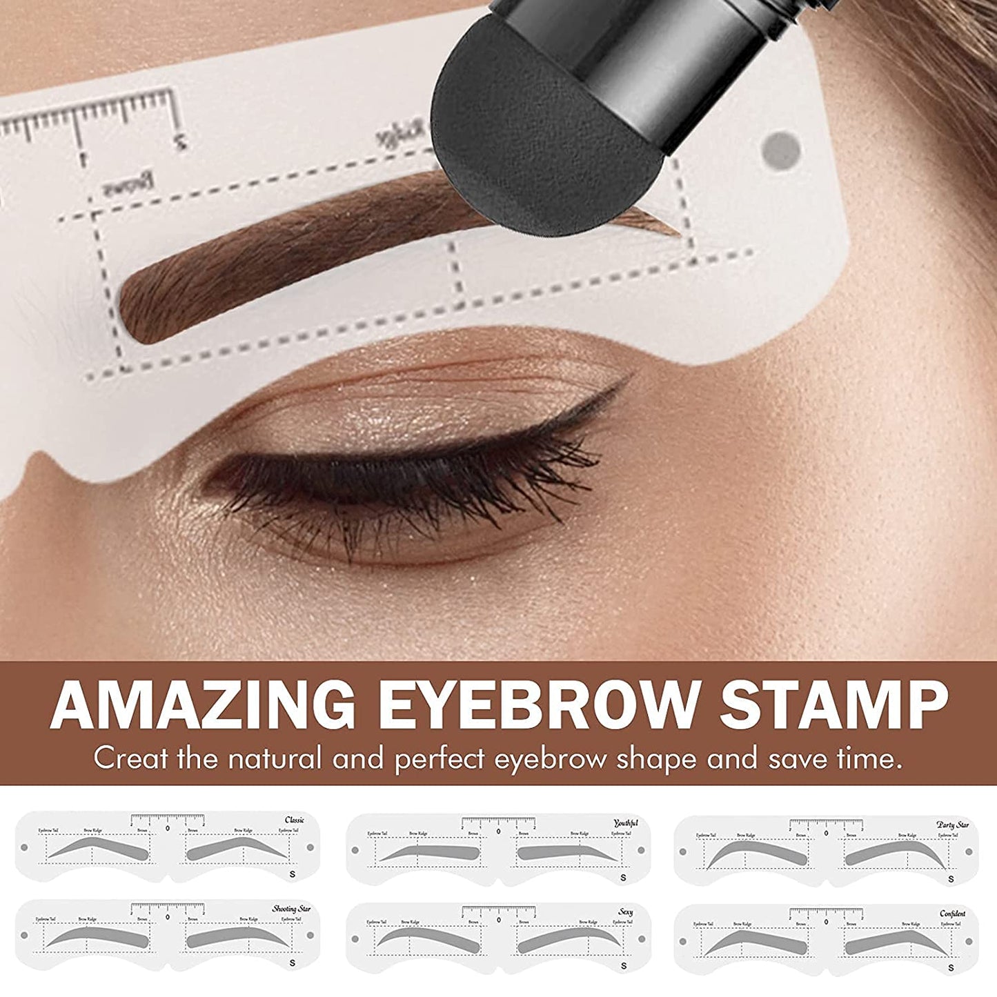Augenbrauen Stempel Schablonen Wiederverwendbares Makeup Brauenpuder Augenbrauenstempel Kit Augenbrauenstempel Geeignet Für Frauen Brauenformung Wasserdichtes Make up Kosmetikset-Dunkelbraun