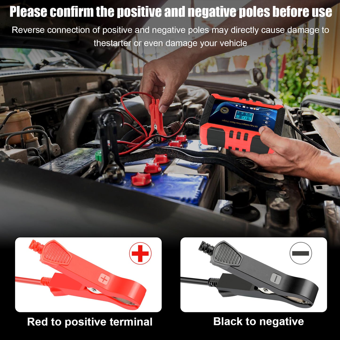 Car Intelligent Battery Charger Pulse Repair Trickle Charger 12V 6A
