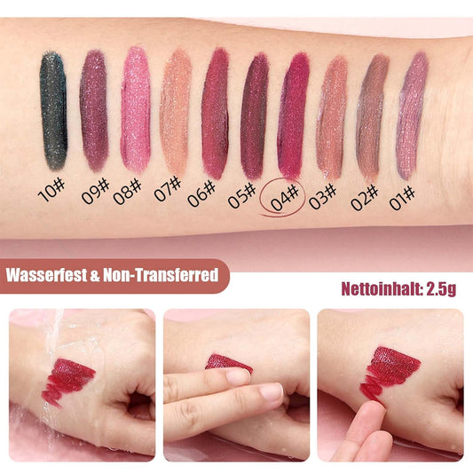 Glitzer Lip Gloss Matt, Flüssiger Lippenstift Mit Diamond Funkeln, Lipgloss Langanhaltend & Wasserfest, Liquid Lipstick Hochpigmentierter Shimmer Lippen, Feuchtigkeitsspendende Formel, Seidige Textur