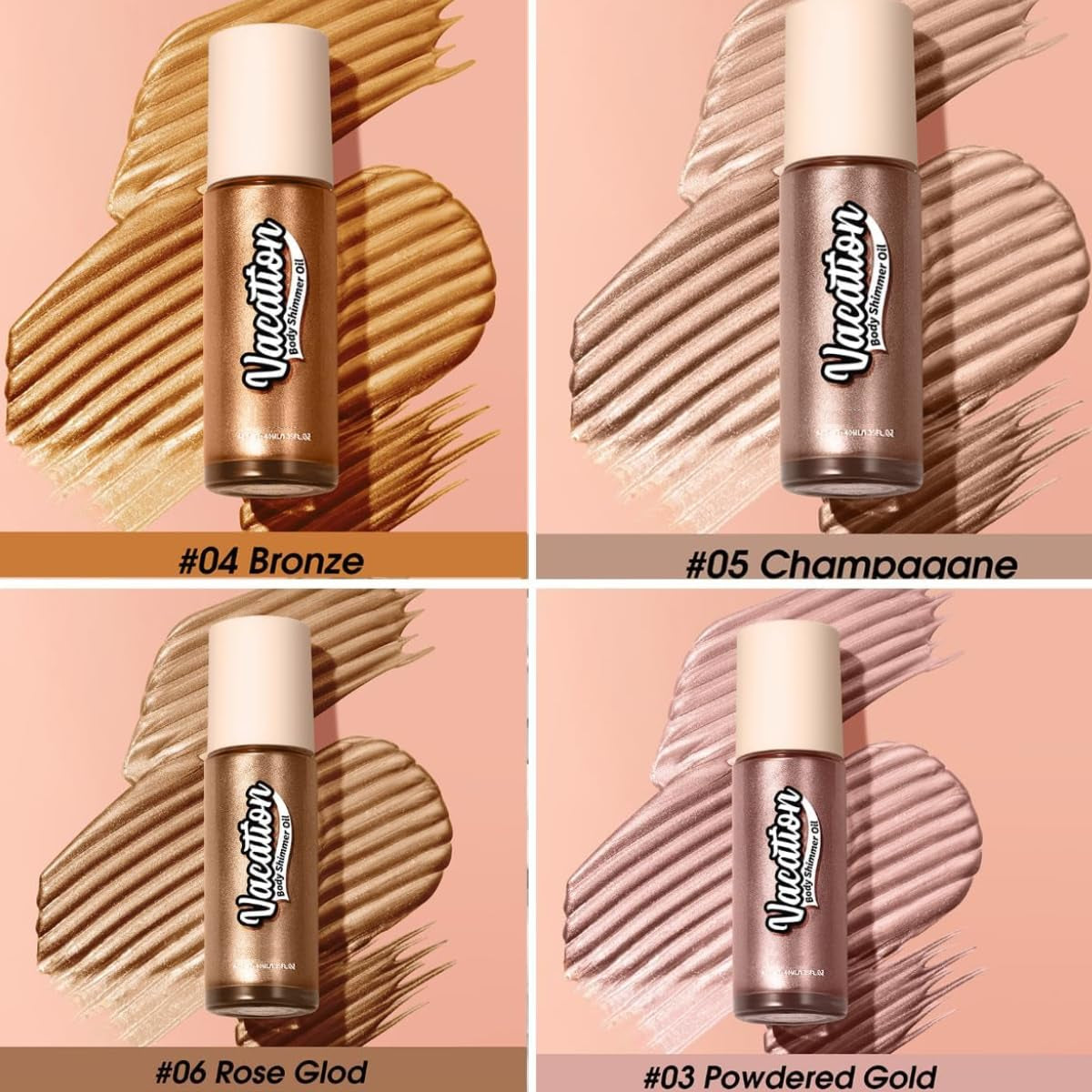 KARLOR Körper Schimmer Öl Gesicht Highlighter Öil Body Highlighter Schimmer Glow Body Face Shimmer Glitzer Makeup Sparkle Liquid Body Glitter Illumination Hydration(05#Chamgpagne)