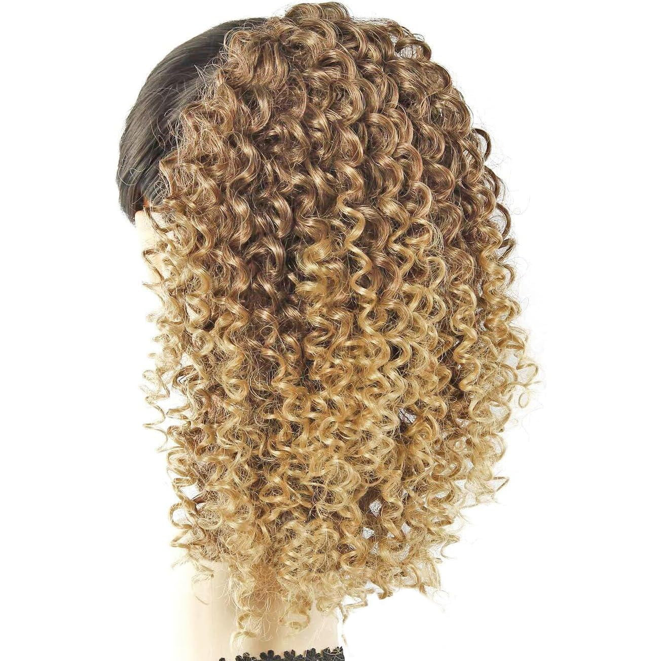 Colorfulpanda 12 Zoll Ponytail Extension Pferdeschwanz Haarteil Haarverlängerung Mit Kordelzug Lang Perücke Natürliches Afro Kinky Lockige Ponytail Für Zopf (Blond-Braun)