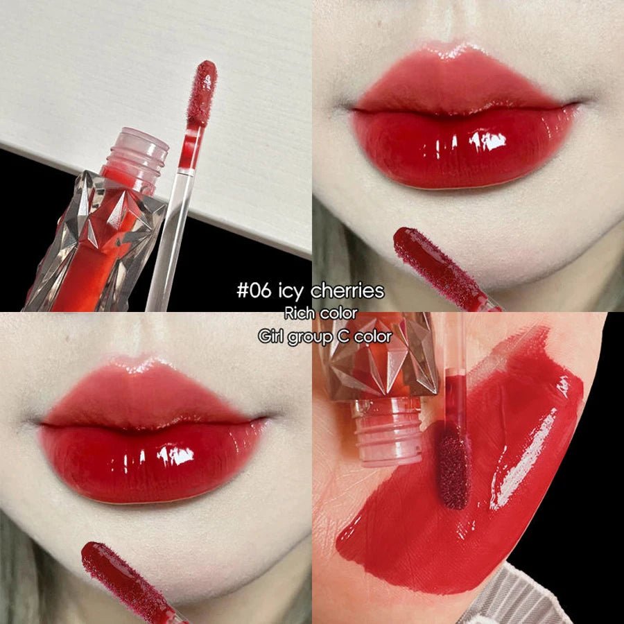 Lipgloss, Langlebig, Feuchtigkeitsspendend, Einfach Zu Halofärben, Wasserfest, Spiegel-Wasserglas-Lipgloss, Transparente Farbkosmetik