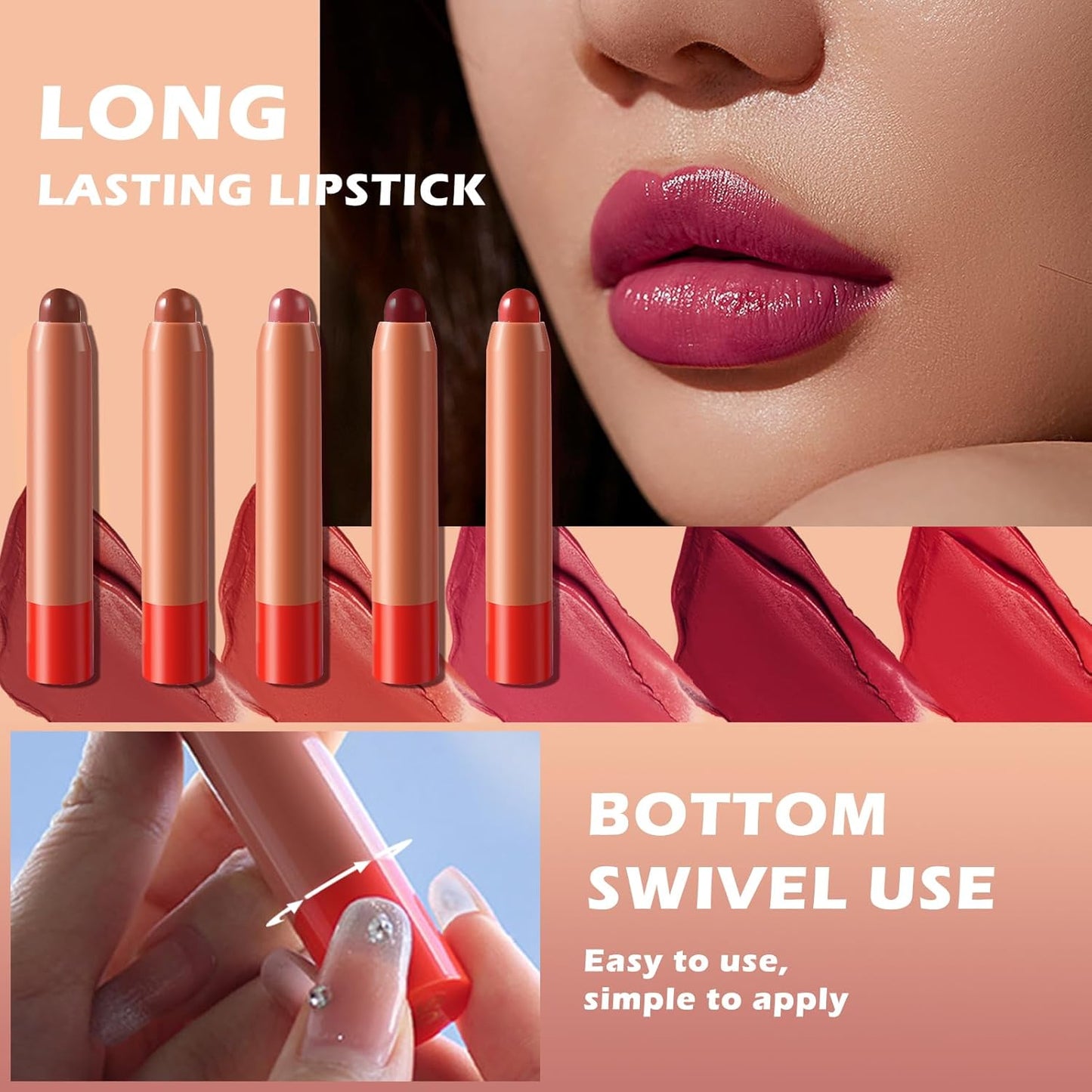 Samtiger Lippenstift, Hochpigmentierter Cremiger Lipgloss Mit Hoher Deckkraft, Feuchtigkeitsspendend, Wasserfest Und Langanhaltend
