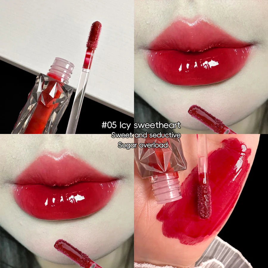 Lipgloss, Langlebig, Feuchtigkeitsspendend, Einfach Zu Halofärben, Wasserfest, Spiegel-Wasserglas-Lipgloss, Transparente Farbkosmetik