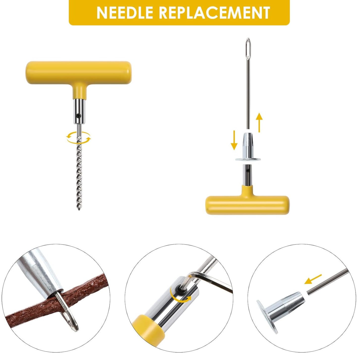 Reifen Reparaturset, 100 TLG. Autoreifen Mit Reifendruckmesser, Handschuhe Und 35 Zubehör, Flickset Für Autos, Fahrräder, Motorrad, Traktor, Lastwagen