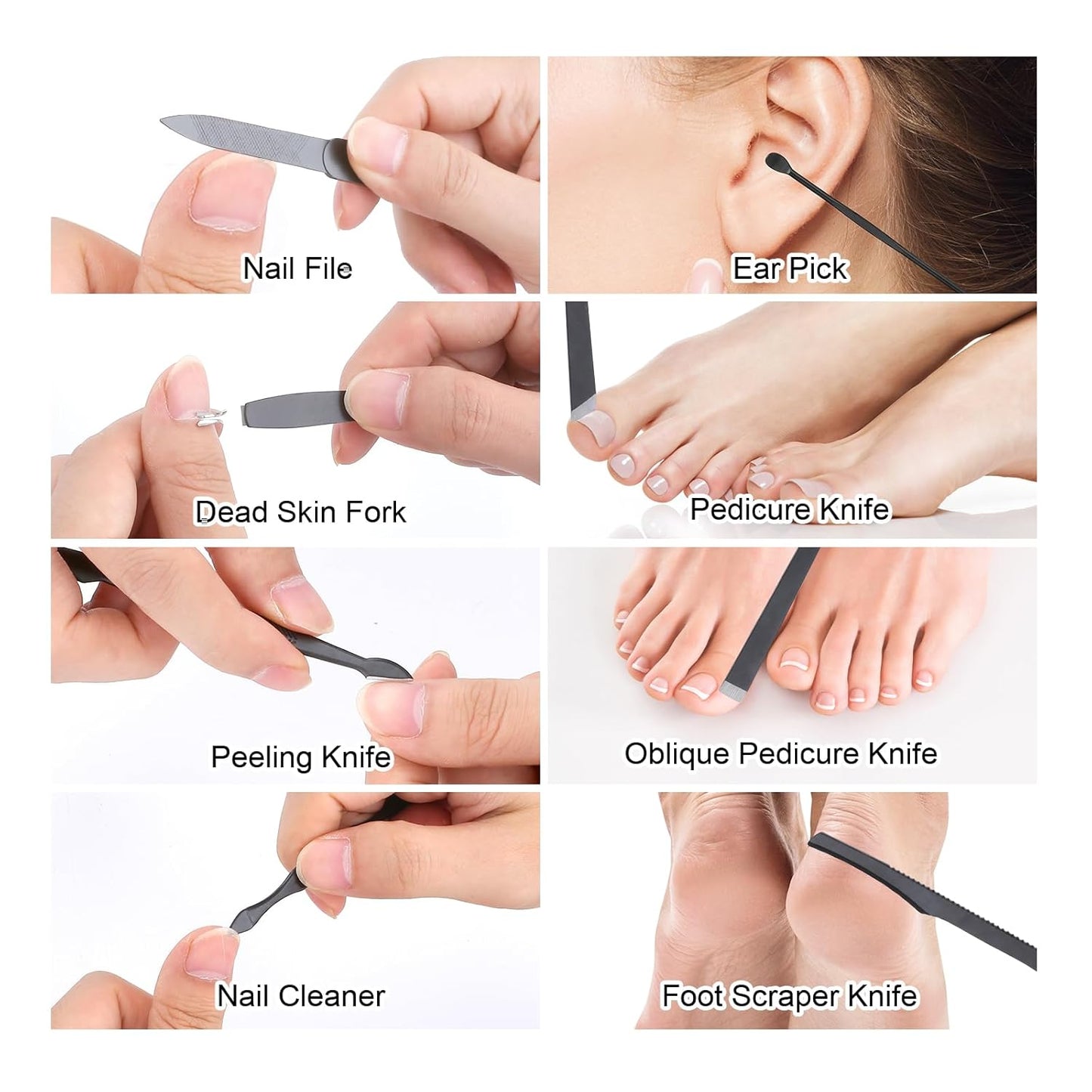 Maniküre-Set, Edelstahl-Nagelpflege-Set, Professionelles Eingewachsene Zehennagelknipser, Pediküre-Set & Zehennagelschneider, Dicke Nagelschere