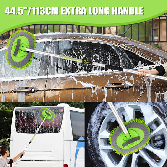 160CM Autowaschbürste Waschbürste Auto Mit Langer Griff, 2 in 1 Mikrofaser Chenille Autowaschmopp Waschhandschuh Reinigungsbürste Für Auto RV Trucks Wohnwagen Wohnmobil
