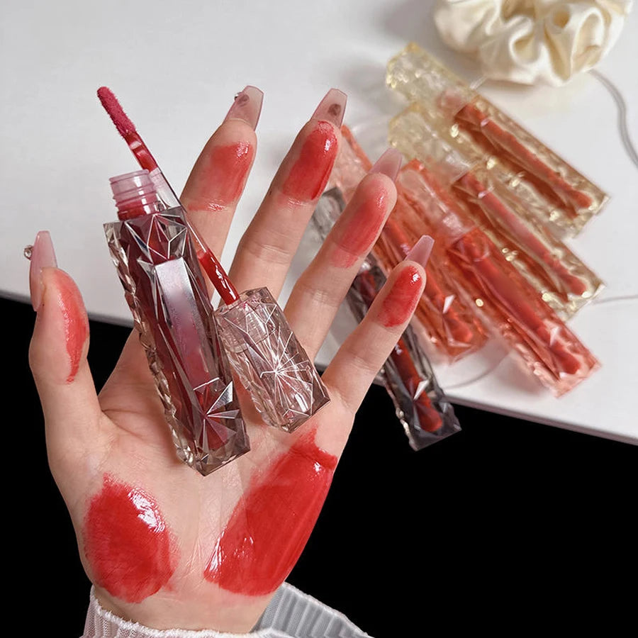 Lipgloss, Langlebig, Feuchtigkeitsspendend, Einfach Zu Halofärben, Wasserfest, Spiegel-Wasserglas-Lipgloss, Transparente Farbkosmetik