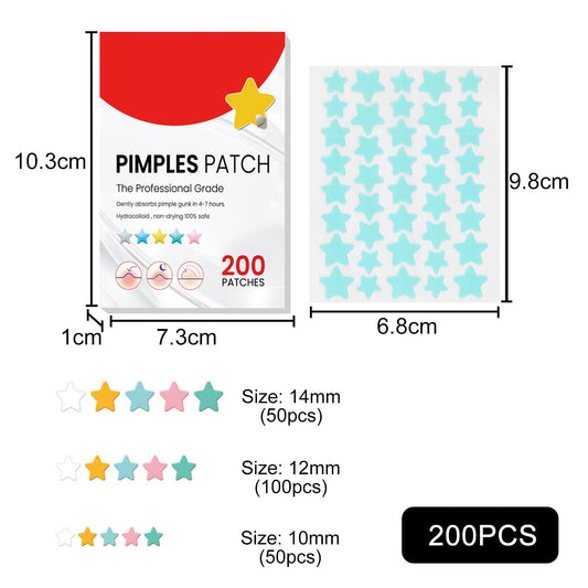 200 Pimple Patch Hydrokolloid Pickel Patch Akne Patches Wasserdichte Atmungsaktive Acne Patch Pflaster anti Mit Teebaumöl Tag (Star)