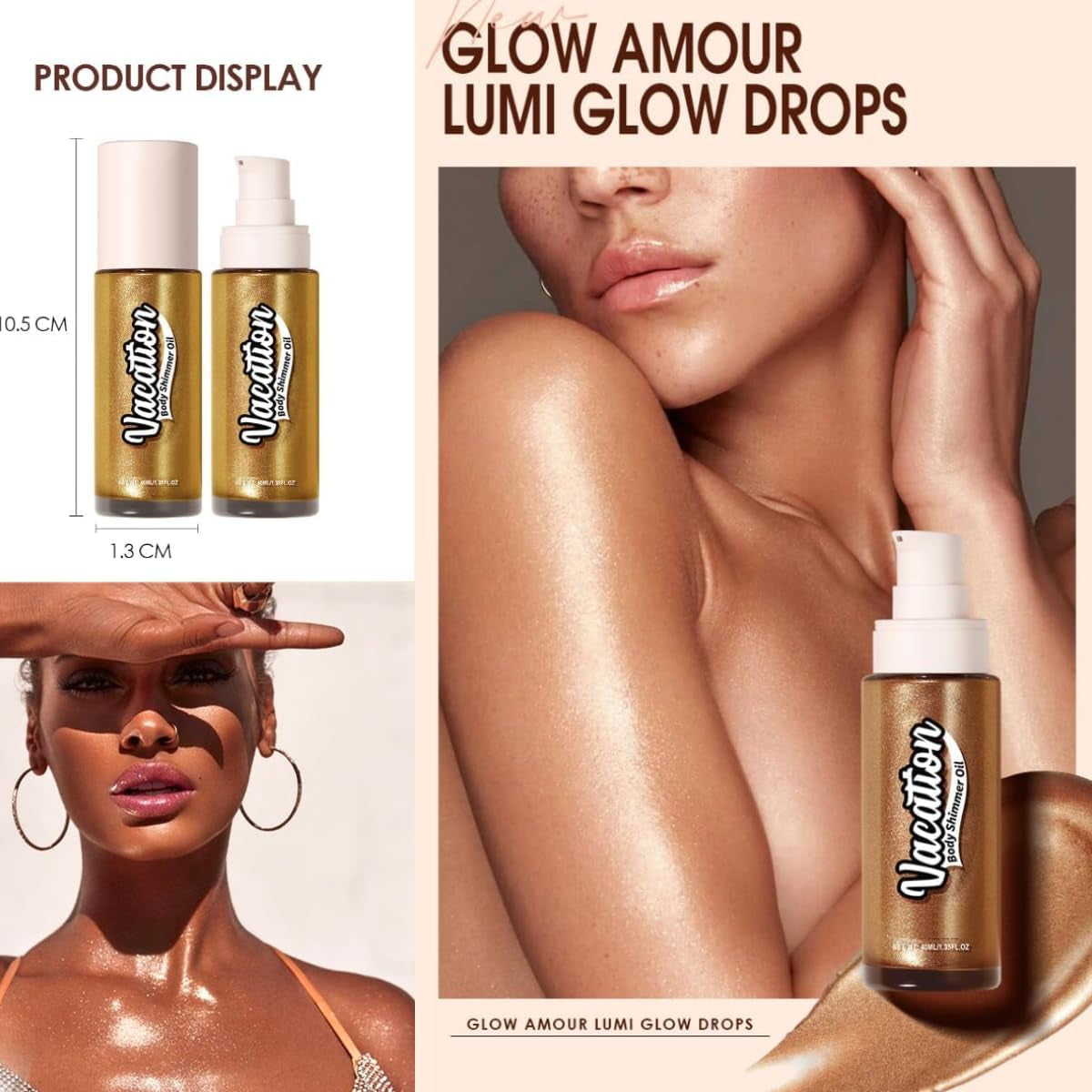 KARLOR Körper Schimmer Öl Gesicht Highlighter Öil Body Highlighter Schimmer Glow Body Face Shimmer Glitzer Makeup Sparkle Liquid Body Glitter Illumination Hydration(05#Chamgpagne)