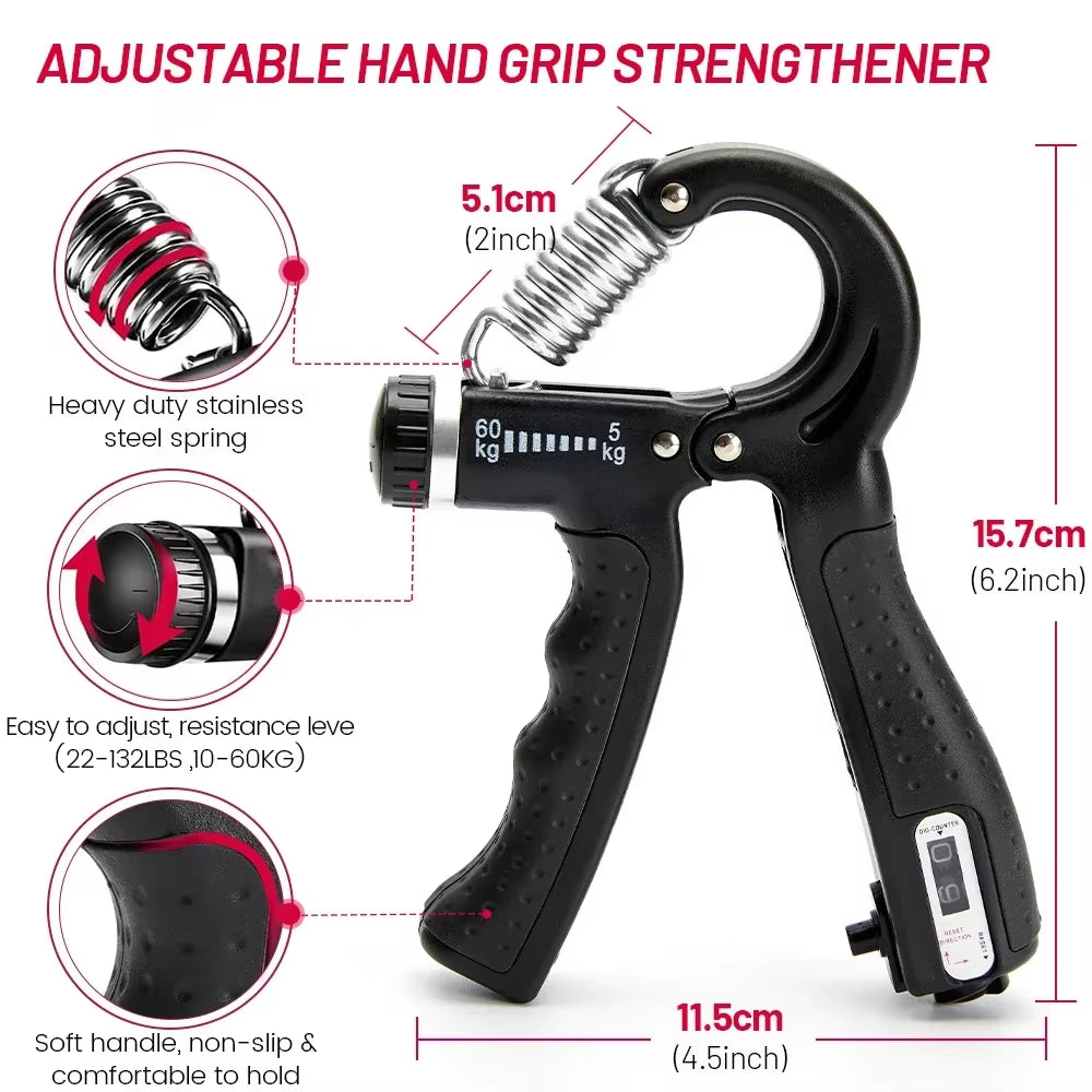5-60Kg Einstellbare Schwere Hand Greifer Fitness Hand Exerciser Grip Handgelenk Training Finger Greifer Hand Stärker Für Patienten