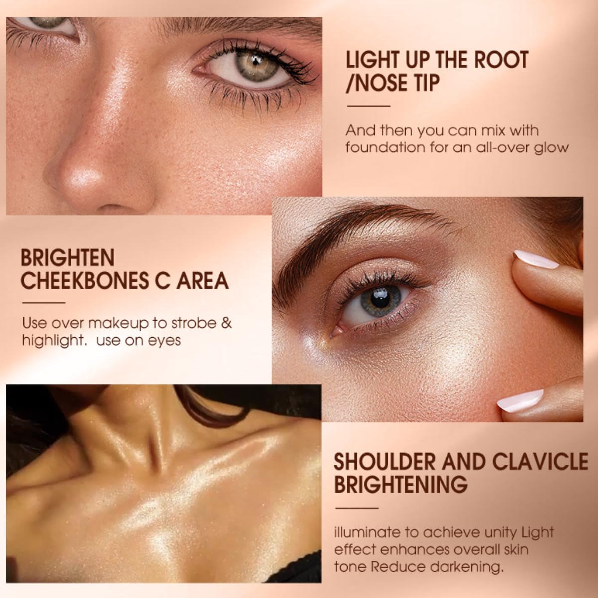 KARLOR Körper Schimmer Öl Gesicht Highlighter Öil Body Highlighter Schimmer Glow Body Face Shimmer Glitzer Makeup Sparkle Liquid Body Glitter Illumination Hydration(05#Chamgpagne)