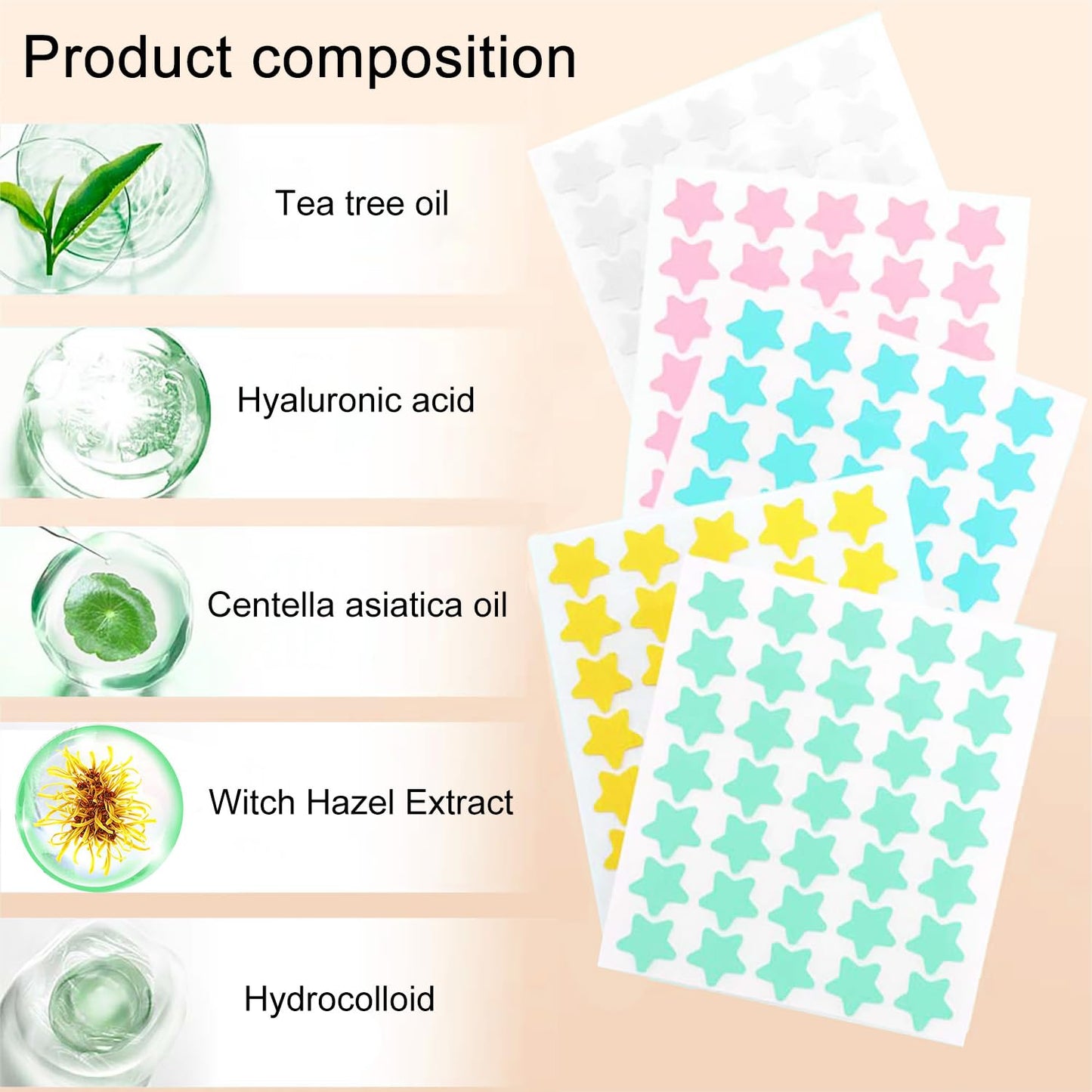 200 Pimple Patch Hydrokolloid Pickel Patch Akne Patches Wasserdichte Atmungsaktive Acne Patch Pflaster anti Mit Teebaumöl Tag (Star)