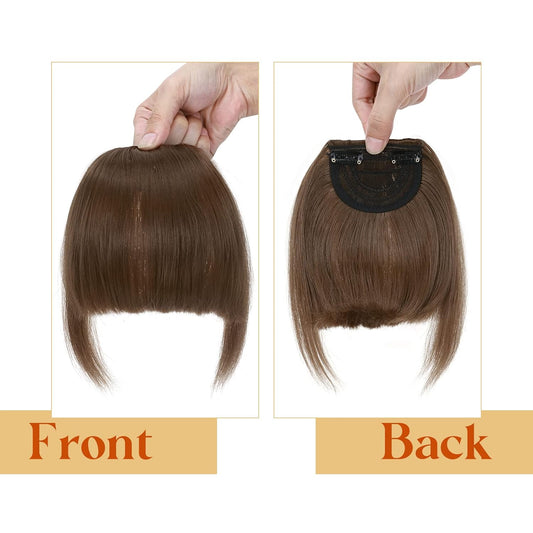 Elailite Clip in Pony Haarteil, 30G 20Cm Fringe Bangs Extension Front Hair, Haarverlängerung Haarteile Natürliche Wirkung - Hellrotbraun