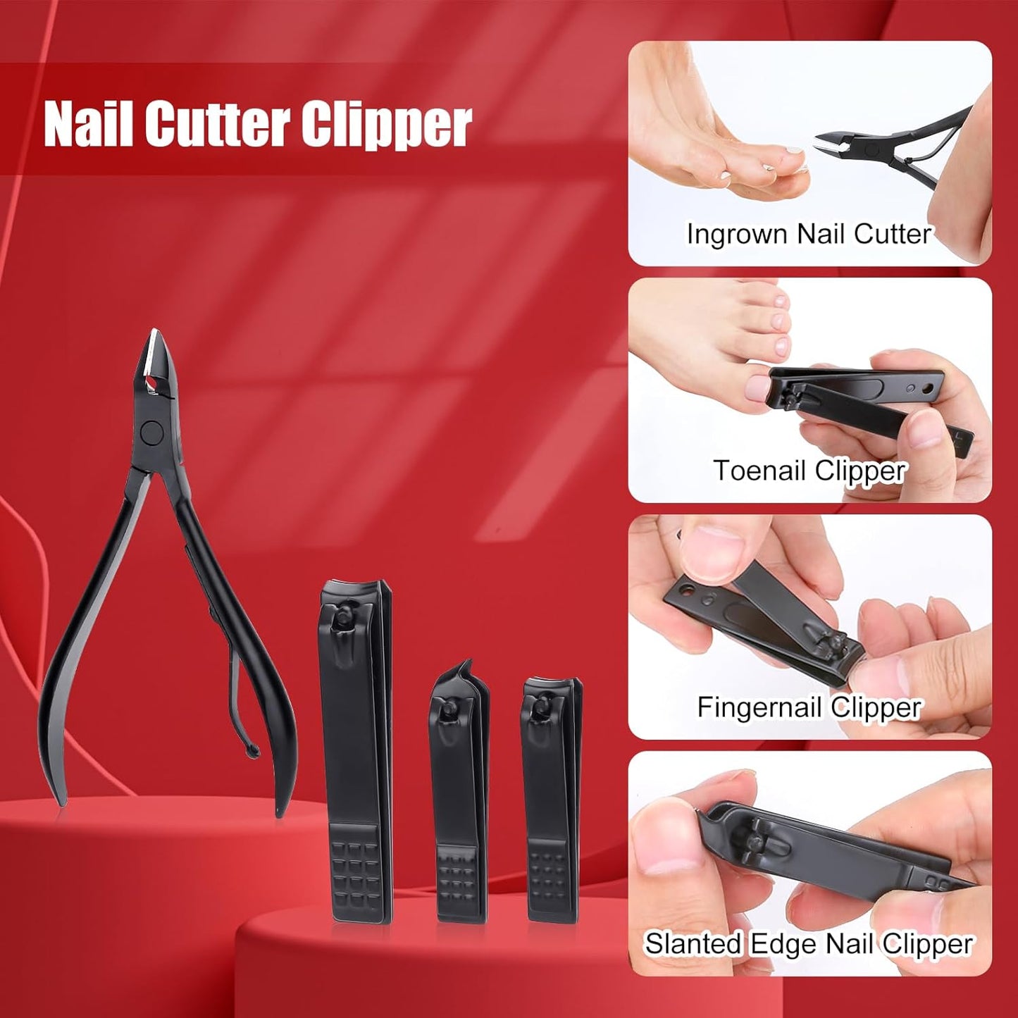 Maniküre-Set, Edelstahl-Nagelpflege-Set, Professionelles Eingewachsene Zehennagelknipser, Pediküre-Set & Zehennagelschneider, Dicke Nagelschere