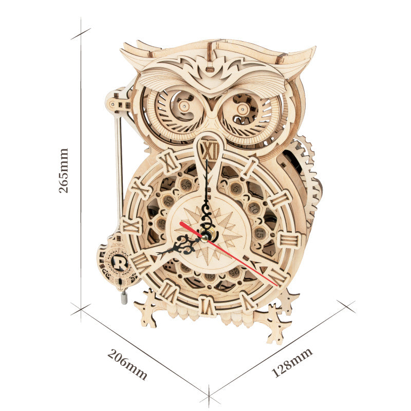 Robotime Rokr Creative DIY Toys 3D Owl Wooden Clock