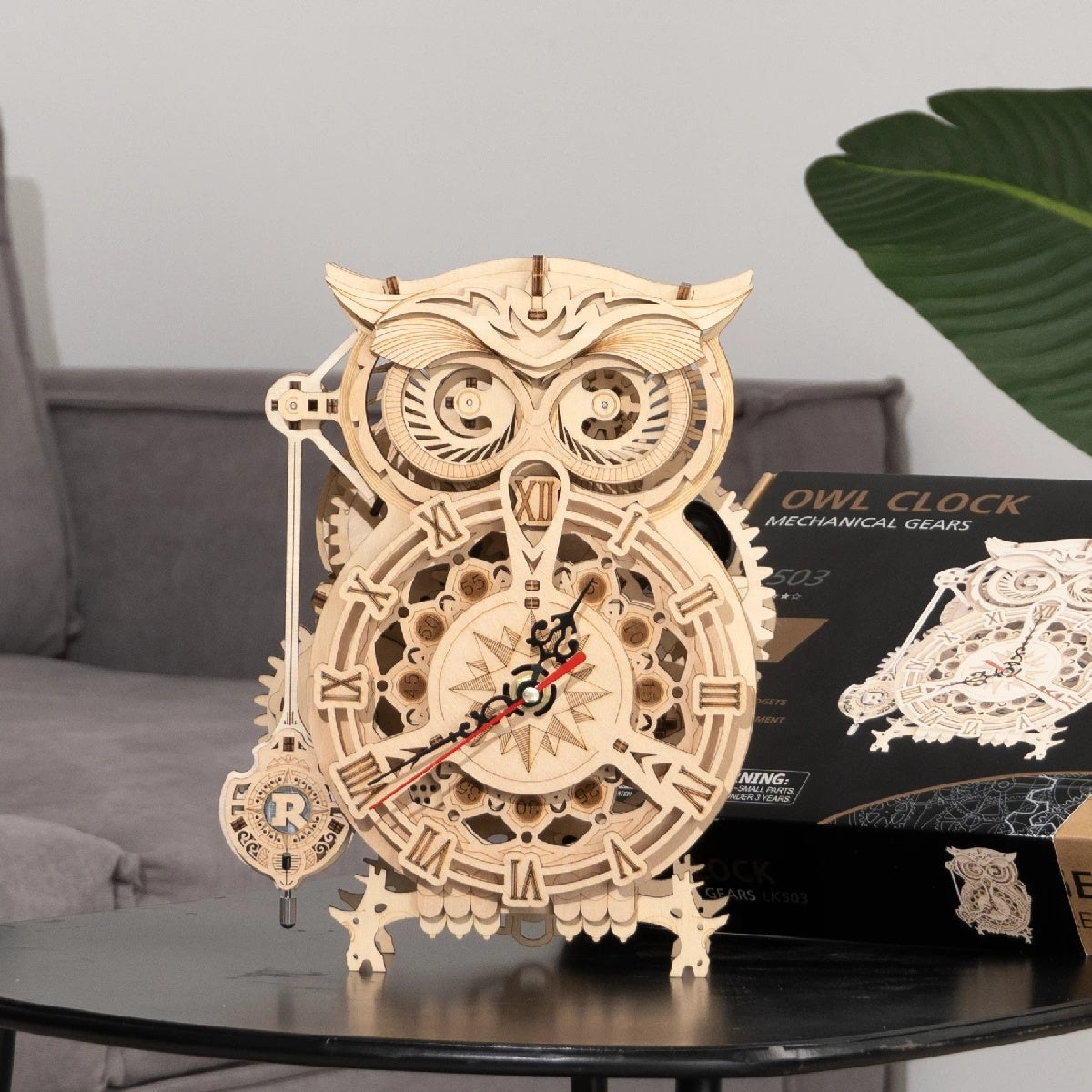 Robotime Rokr Creative DIY Toys 3D Owl Wooden Clock