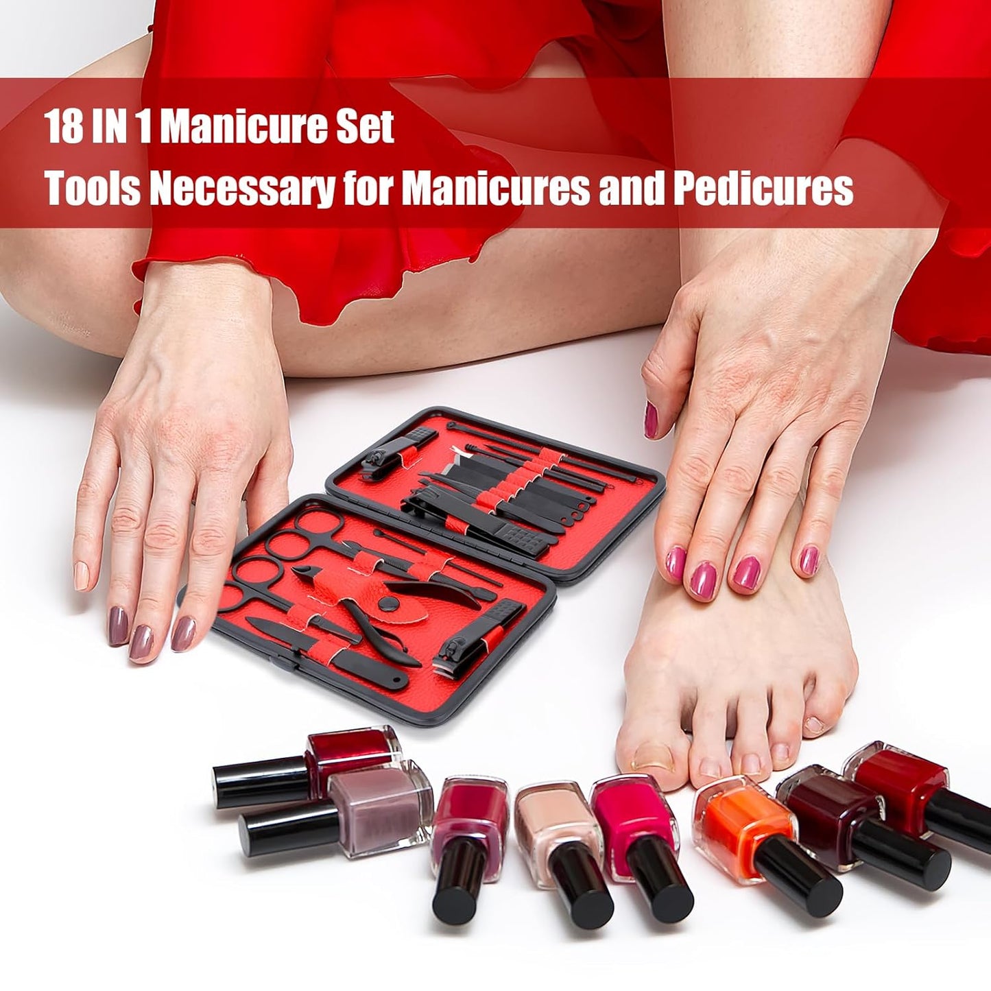 Maniküre-Set, Edelstahl-Nagelpflege-Set, Professionelles Eingewachsene Zehennagelknipser, Pediküre-Set & Zehennagelschneider, Dicke Nagelschere
