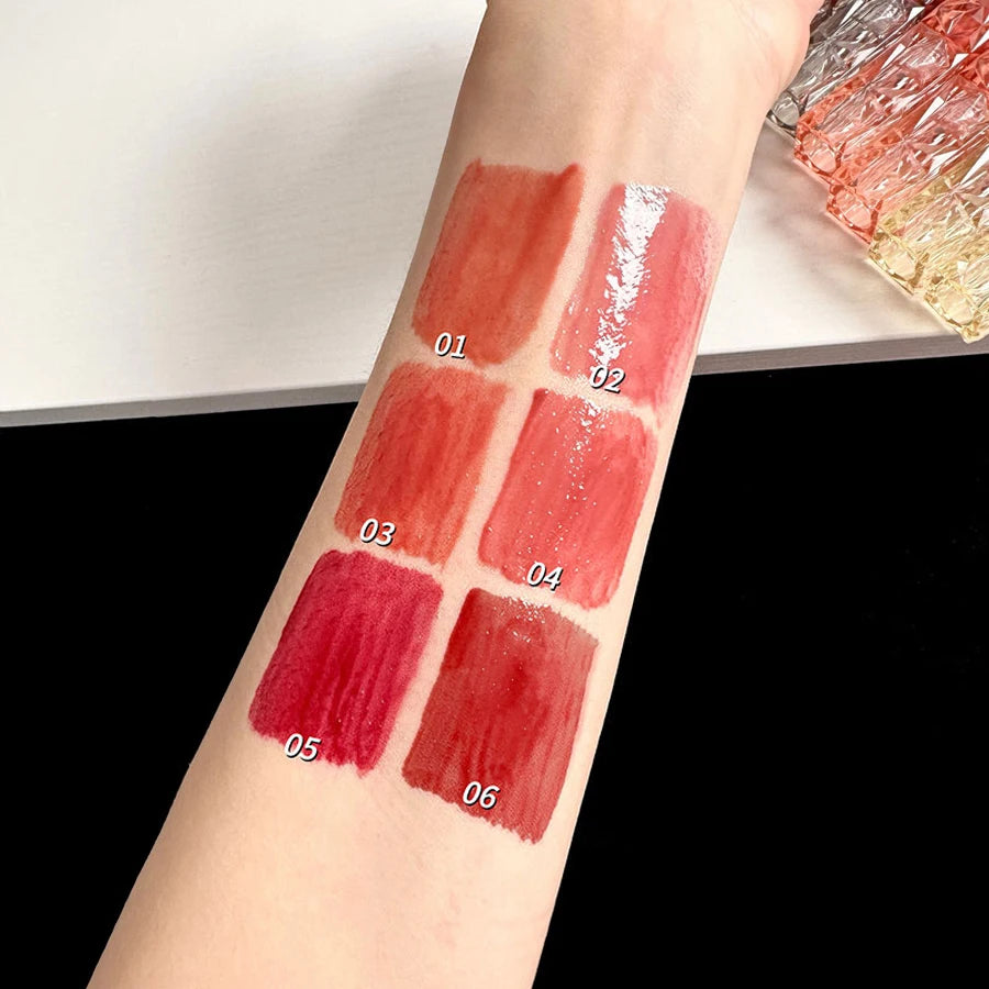 Lipgloss, Langlebig, Feuchtigkeitsspendend, Einfach Zu Halofärben, Wasserfest, Spiegel-Wasserglas-Lipgloss, Transparente Farbkosmetik