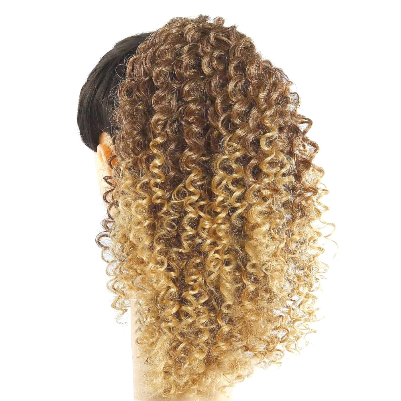 Colorfulpanda 12 Zoll Ponytail Extension Pferdeschwanz Haarteil Haarverlängerung Mit Kordelzug Lang Perücke Natürliches Afro Kinky Lockige Ponytail Für Zopf (Blond-Braun)