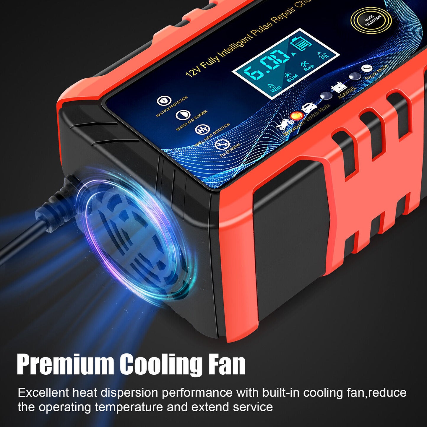Car Intelligent Battery Charger Pulse Repair Trickle Charger 12V 6A