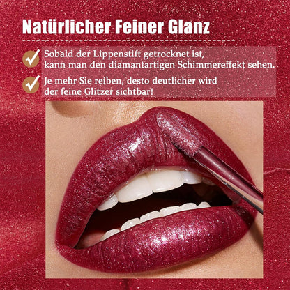 Glitzer Lip Gloss Matt, Flüssiger Lippenstift Mit Diamond Funkeln, Lipgloss Langanhaltend & Wasserfest, Liquid Lipstick Hochpigmentierter Shimmer Lippen, Feuchtigkeitsspendende Formel, Seidige Textur