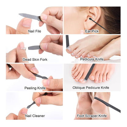 Maniküre-Set, Edelstahl-Nagelpflege-Set, Professionelles Eingewachsene Zehennagelknipser, Pediküre-Set & Zehennagelschneider, Dicke Nagelschere
