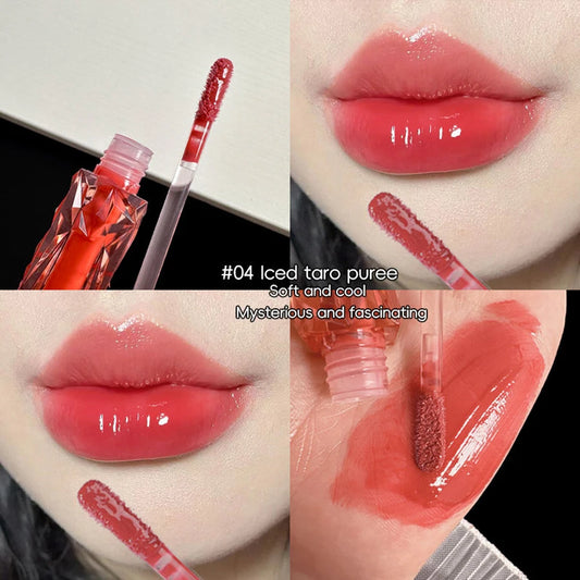 Lipgloss, Langlebig, Feuchtigkeitsspendend, Einfach Zu Halofärben, Wasserfest, Spiegel-Wasserglas-Lipgloss, Transparente Farbkosmetik