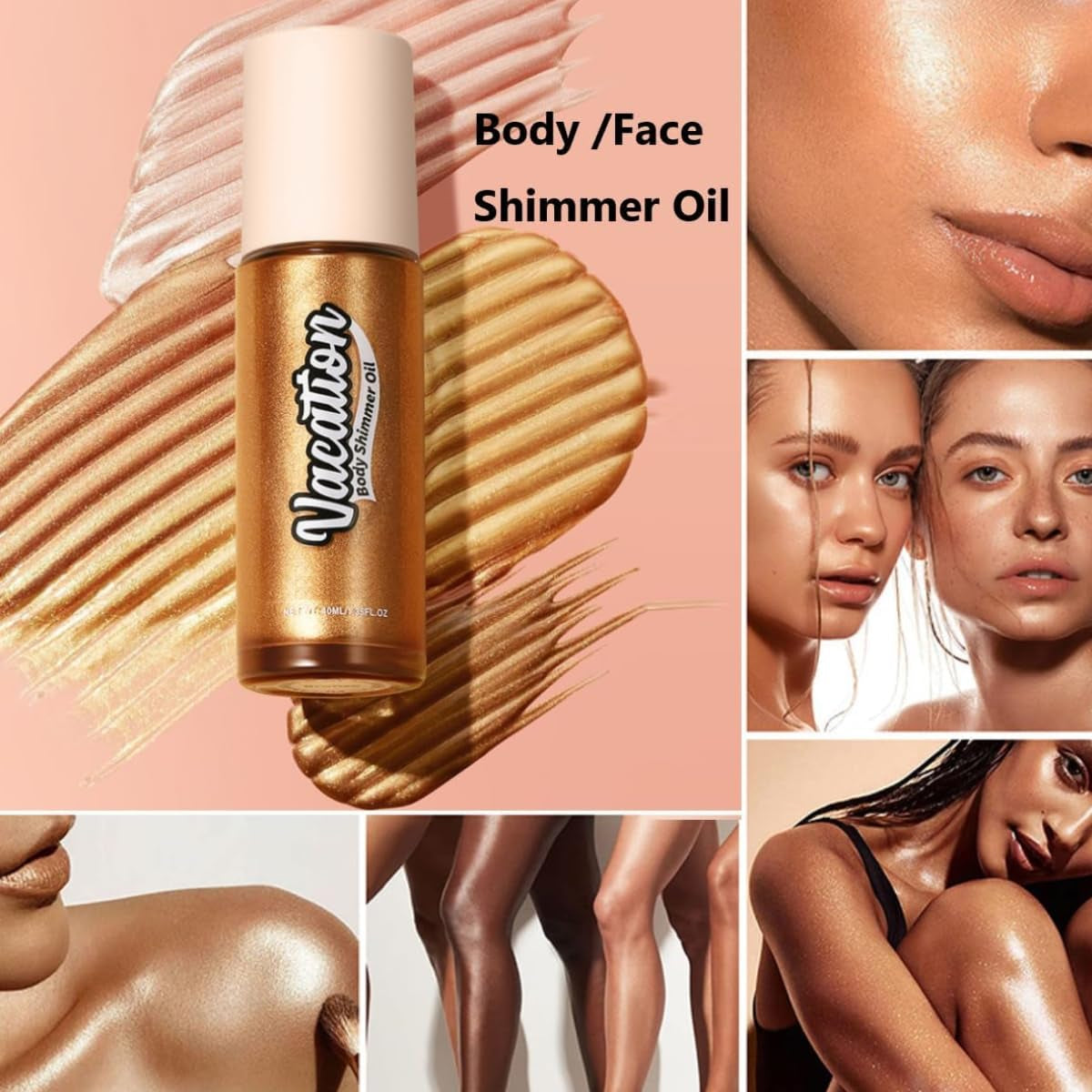 KARLOR Körper Schimmer Öl Gesicht Highlighter Öil Body Highlighter Schimmer Glow Body Face Shimmer Glitzer Makeup Sparkle Liquid Body Glitter Illumination Hydration(05#Chamgpagne)