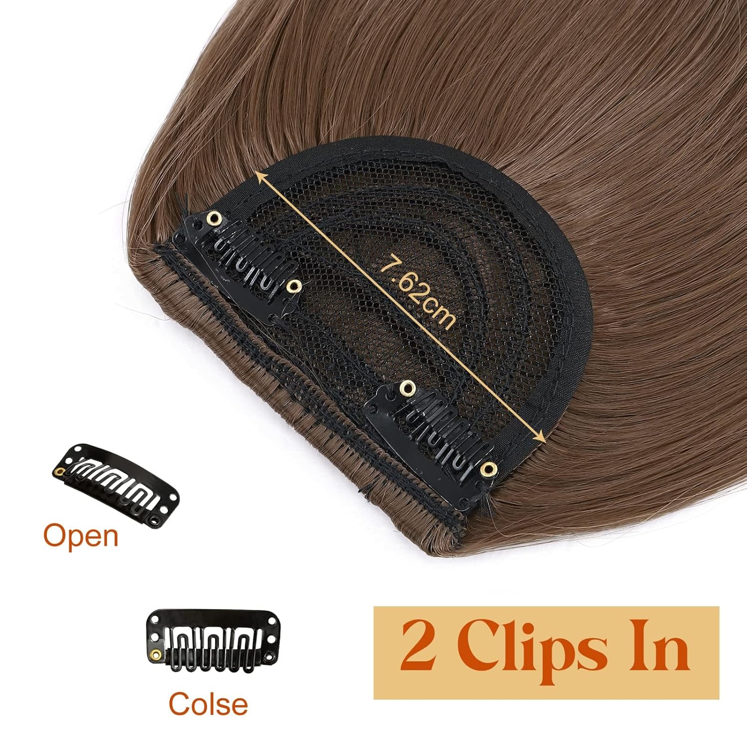 Elailite Clip in Pony Haarteil, 30G 20Cm Fringe Bangs Extension Front Hair, Haarverlängerung Haarteile Natürliche Wirkung - Hellrotbraun