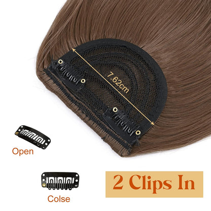 Elailite Clip in Pony Haarteil, 30G 20Cm Fringe Bangs Extension Front Hair, Haarverlängerung Haarteile Natürliche Wirkung - Hellrotbraun