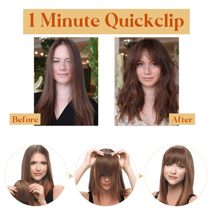 Elailite Clip in Pony Haarteil, 30G 20Cm Fringe Bangs Extension Front Hair, Haarverlängerung Haarteile Natürliche Wirkung - Hellrotbraun