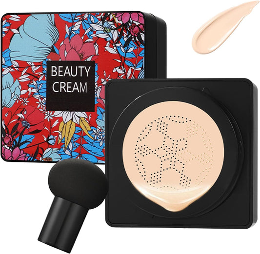 Pilzkopf Luftkissen CC Creme, CC Cream Foundation, Langlebig Wasserfest BB Creme Feuchtigkeitsspendende Concealer, Mushroom Head Air Cushion CC Cream, Makeup Geschenke Für Mädchen (Natürlich)