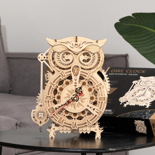 Robotime Rokr Creative DIY Toys 3D Owl Wooden Clock