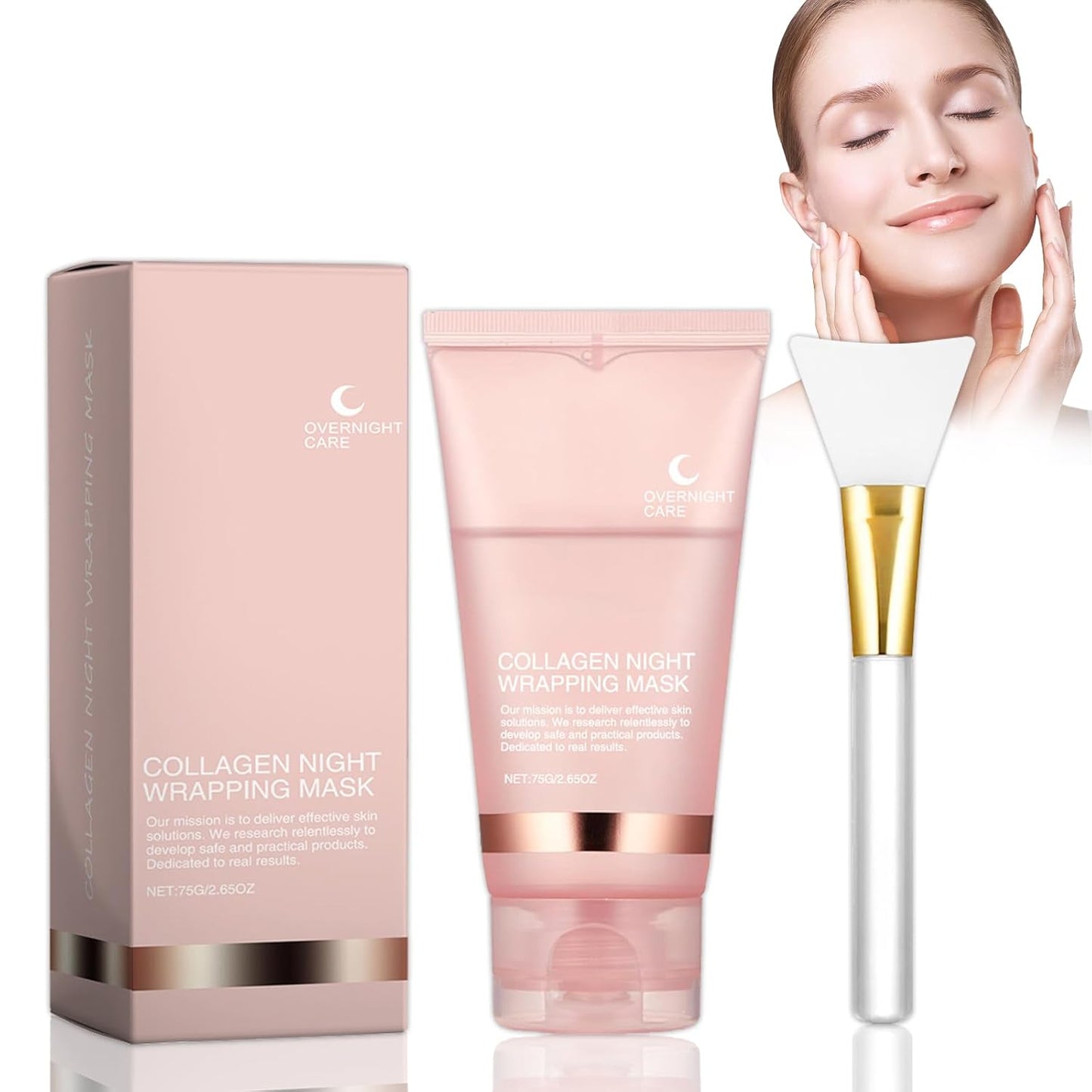 Collagen Maske, Collagen Overnight Wrapping Peel off Facial Mask,Collagen Maske Gesicht Overnight,Reinigt Die Poren, Spendet Feuchtigkeit, Hellt Den Hautton Auf