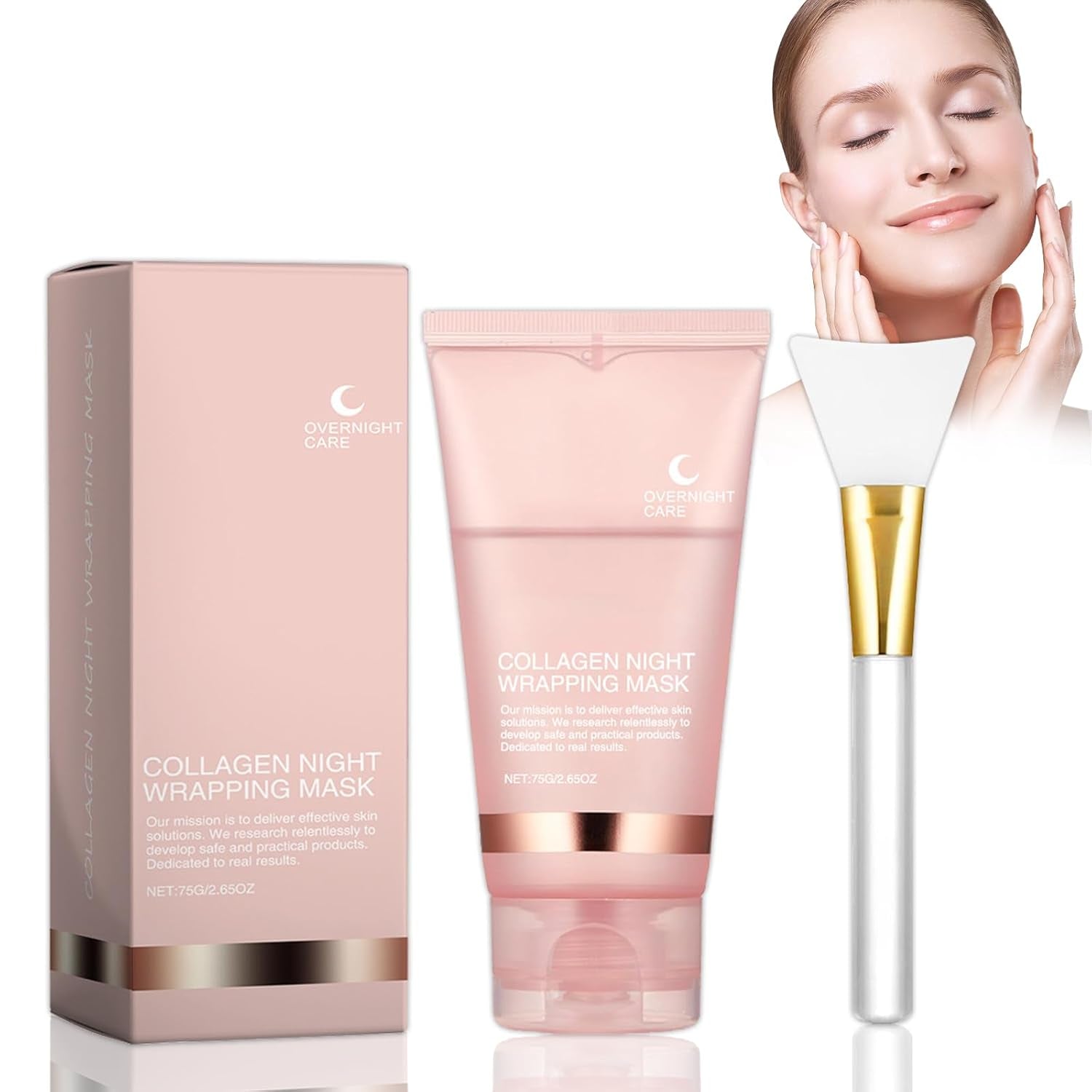 Collagen Maske, Collagen Overnight Wrapping Peel off Facial Mask,Collagen Maske Gesicht Overnight,Reinigt Die Poren, Spendet Feuchtigkeit, Hellt Den Hautton Auf