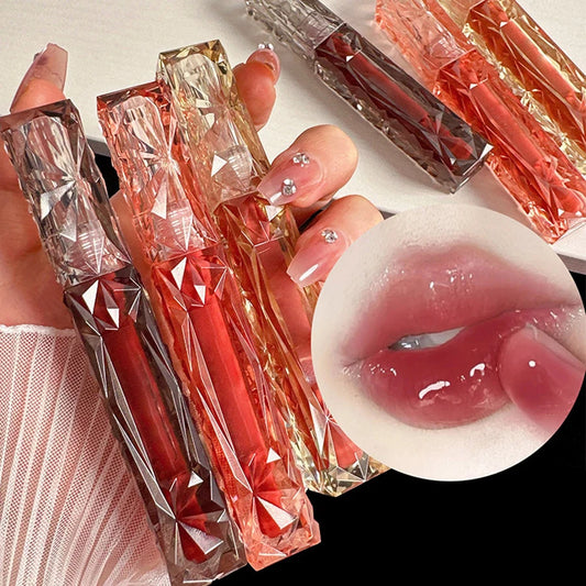 Lipgloss, Langlebig, Feuchtigkeitsspendend, Einfach Zu Halofärben, Wasserfest, Spiegel-Wasserglas-Lipgloss, Transparente Farbkosmetik