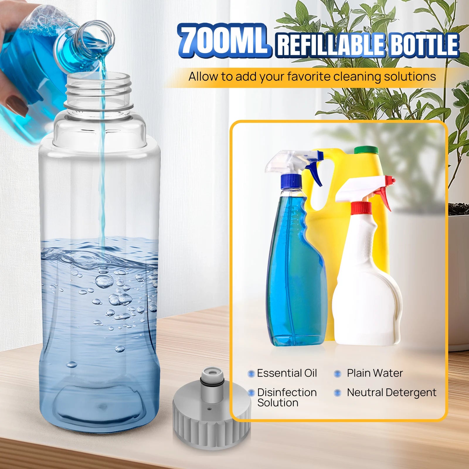 Magic Spray Mop Mit Wiederverwendbaren Mikrofaser-Pads 360° ° Rotationsflach- Und 700-Ml-Tank, Heimfenster, Küche, Mopp, Kehrmaschine, Besen, Saubere Werkzeuge