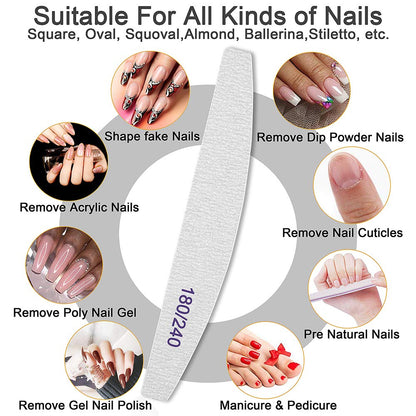 BLESWIN 12 Stück Nagelfeilen, 180/240 Nägelfeilen Für Nägel, Waschbare Und Wiederverwendbare Nagelfeilen, Doppelseitige Nagelfeilen Für Nagelstudio Und Zuhause …