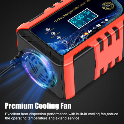 Car Intelligent Battery Charger Pulse Repair Trickle Charger 12V 6A
